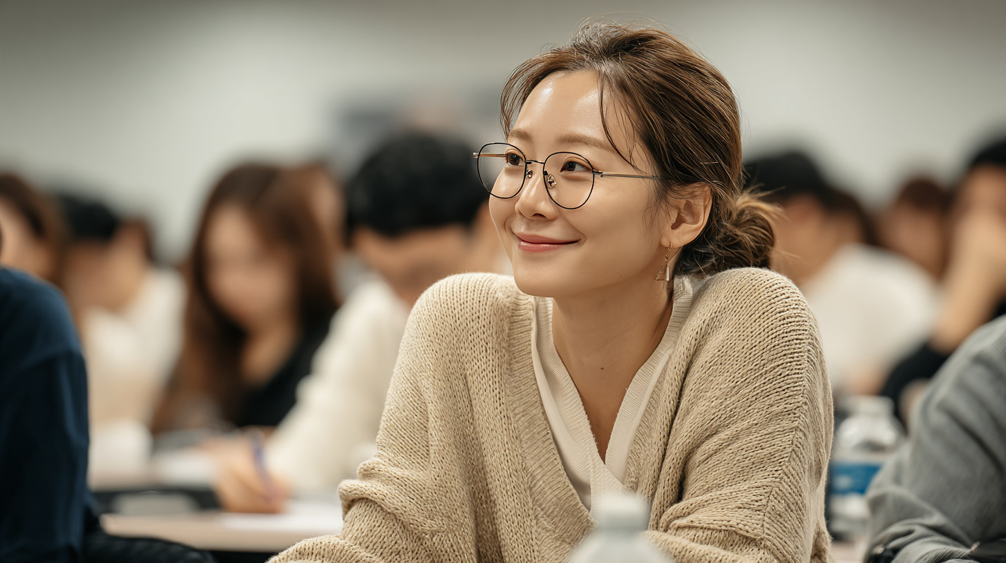 강의실에 앉아 있는 학생